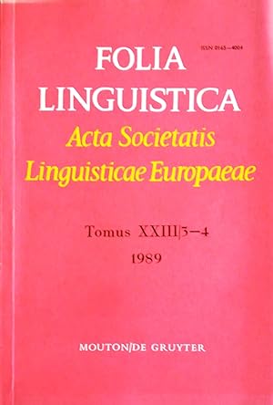 Seller image for Folia Linguistica. Acta Societatis Linguisticae Europaeae. Tomus XXIII/ 3-4 (1989). for sale by Versandantiquariat Ruland & Raetzer