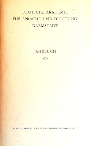 Seller image for Deutsche Akademie fr Sprache und Dichtung Darmstadt. Jahrbuch 1967. for sale by Versandantiquariat Ruland & Raetzer