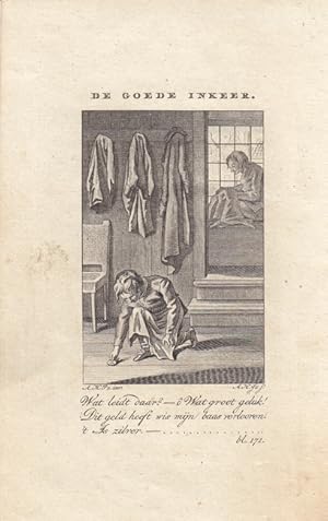 Schneider, De Goede Inkeer, Kupferstich um 1770 mit Reim unter der Abbildung, Blattgröße: 15,5 x ...