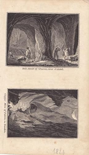 Salzmine, Kupfermine, Polen, Schweden, Blatt mit zwei kleinformatigen Kupferstich um 1823, Blattg...