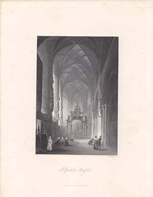 Seller image for Brssel, St. Gudula Brussels, Stahlstich um 1850 von A.H. Payne, Blattgre: 26,3 x 20,3 cm, reine Bildgre: 18 x 10,7 cm. for sale by Carl Adler's Buch- und Graphikkabinett