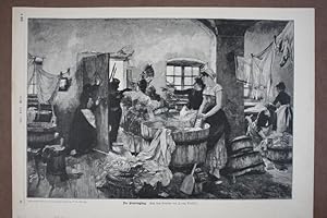 Der Eindringling, Wäscherei, Hlzstich um 1880 nach dem Gemälde von Franz Doubek, Blattgröße: 27 x...