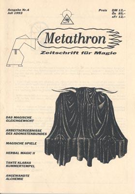 Bild des Verkufers fr Metathron: Zeitschrift fr Magie. zum Verkauf von Occulte Buchhandlung "Inveha"