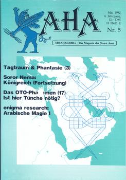 Seller image for AHA. Abrahadabra - Das Magazin des Neuen ons. (Mai 1992. 4. Jahrgang, Nr. 5). for sale by Occulte Buchhandlung "Inveha"