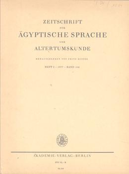 Zeitschrift für Ägyptische Sprache und Altertumskunde. (Heft 2 - 1977 - Band 104).