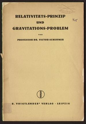 Bild des Verkufers fr Relativitts-Prinzip und Gravitations-Problem. zum Verkauf von Antiquariat A. Suelzen