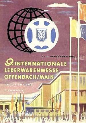 9., 11., 12. und 13. Internationale Offenbacher Lederwarenmesse 1953 bis 1955 (4 mehrfarbige Werb...