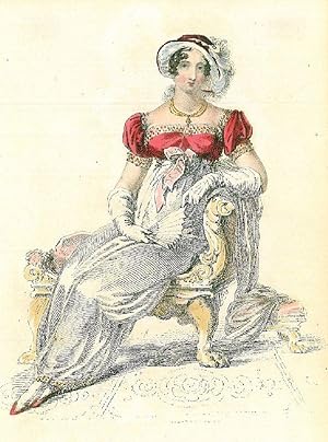 MODE. - England. 13 Darstellungen mit englischer Damenmode, darunter Kleider für einen Opernbesuc...