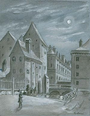 MÜNCHEN. - Falkenturm. "Der Falkenturm 1780", bei Nacht.