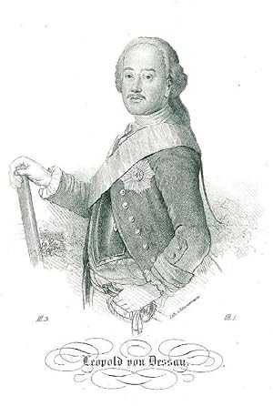 LEOPOLD, Fürst von Anhalt-Dessau (1676 - 1747). "Leopold von Dessau". Hüftbild nach halblinks des...
