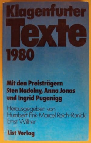 Bild des Verkufers fr Klagenfurter Texte zum Ingeborg-Bachmann-Preis 1980. zum Verkauf von Der Buchfreund