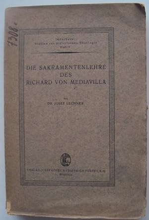 Bild des Verkufers fr Die Sakramentenlehre des Richard von Mediavilla zum Verkauf von Der Buchfreund