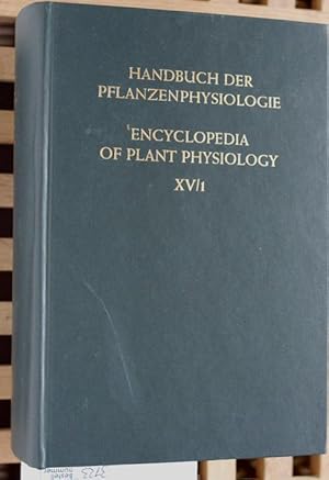 Handbuch der Pflanzenphysiologie. Band XV ( 15 ). Teil 1. Encyclopedia of Plant Physiology. Vol. ...