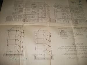 Imagen del vendedor de Zeichnung zum Neubau eines Wohnhauses auf dem Grundstck Kleiststr.- Ecke Forststrae zu Steglitz, Herrn Landschaftsgrtner H. Kuhirtt gehrig. a la venta por Ottmar Mller