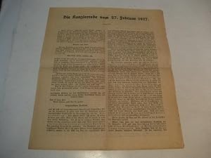 Bild des Verkufers fr Die Kanzlerrede vom 27. Februar 1917. zum Verkauf von Ottmar Mller