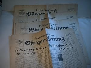 Deutsch- Amerikanische Bürger-Zeitung. Konvolut von 5 Zeitungen.