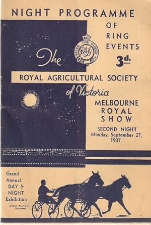 Seller image for Grand Annual Exhibition from Thursday, 23rd September to Saturday, 2nd October, 1937. Night Programme of Ring Events. Second Night, Monday, September 27, 1937. for sale by City Basement Books
