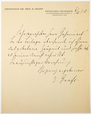 Image du vendeur pour ALS - Eigenhndiger Brief mit Unterschrift. mis en vente par Antiq. F.-D. Shn - Medicusbooks.Com