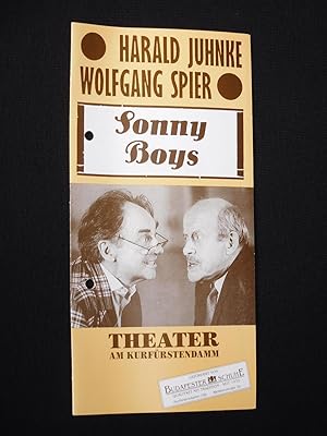 Bild des Verkufers fr Programm Theater am Kurfrstendamm 1994/95. SONNY BOYS von Neil Simon. Regie: Jrgen Wlffer, Bhne: Ulrich E. Milatz, Kostme: Gerhard Kropp. Mit Harald Juhnke, Wolfgang Spier, Roland Strehlke, Inge Wolffberg, Jrgen Ross zum Verkauf von Fast alles Theater! Antiquariat fr die darstellenden Knste