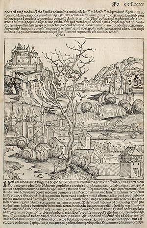 Seller image for Thrace and Turkey, from the Nuremberg Chronicle. Woodblock for sale by Antipodean Books, Maps & Prints, ABAA