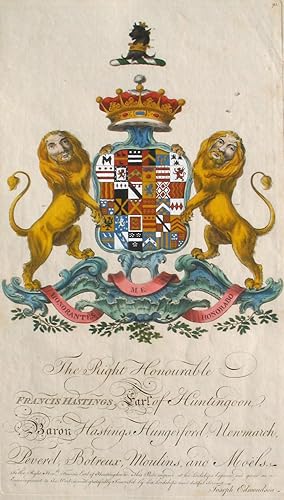 Family Crest of The Right Honourable, Francis Hastings, Earl of Huntington, Baron Hastings, Hunge...