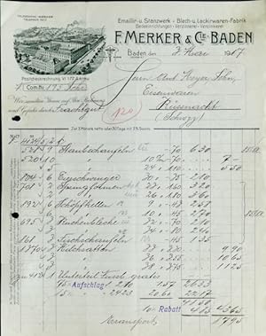F. Merker & Cie. Emaillir- & Stanzwerk, Blech- u. Lackirwaren-Fabrik, Badeeinrichtungen, Verzinne...