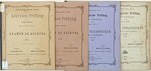 Imagen del vendedor de [Rekrutenprfungen, Rekrutierungen, Aushebungen] : 1. Rekruten-Prfung im Jahr 1875. Mit 2 graphischen Karten / Examen de recrues en 1875. Avec deux cartes graphiques - 2.-4. Pdagogische Prfung bei der Rekrutirung im Jahr 1876 [bzw. fr das Jahr 1877 resp. 1878] / Examen pdagogique subi lors du recrutement en 1876 [resp. pour l'anne 1877, resp. 1878]. a la venta por Franz Khne Antiquariat und Kunsthandel