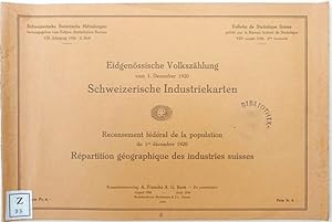 Imagen del vendedor de Eidgenssische Volkszhlung vom 1. Dezember 1920: Schweizerische Industriekarten / Recensement fdral de la population du 1er dcembre 1920: Rpartition gographique des industrie suisses. a la venta por Franz Khne Antiquariat und Kunsthandel