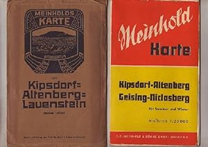 1: Meinholds Spezialkarte von Kipsdorf-Altenberg-Lauenstein, Maßstab 1 : 25.000; 2: Meinold Karte...