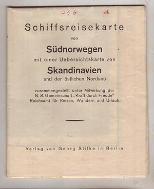 Bild des Verkufers fr Schiffsreisekarte von Sdnorwegen mit einer Uebersichtskarte von Skandinavien und der stlichen Nordsee, zusammengestellt unter Mitwirkung der N.S. Gemeinschaft "Kraft durch Freude", Reichsamt fr Reisen, Wandern und Urlaub. zum Verkauf von Kunze, Gernot, Versandantiquariat