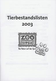 Bild des Verkufers fr Tierbestand 2003 zum Verkauf von Schueling Buchkurier