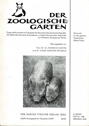 Image du vendeur pour Der Zoologische Garten, Band 51, 1981, Heft 2 (Beitrge und a.: Behavior of Springbok, Parental Behavior in the Red-tailed Hawk, knstliche Aufzucht eines neugeborenen mnnlichen Eisbren, Ethology, Propagation and Husbandry of the Brown Hyena) mis en vente par Schueling Buchkurier