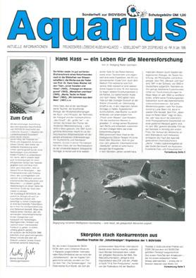 Bild des Verkufers fr Aquarius, Zeitung Freundeskreis Lbbecke- Museum + Aquazoo, Nr. 9/ 1996 zum Verkauf von Schueling Buchkurier