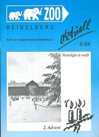 Bild des Verkufers fr Zoo Heidelberg aktuell, 4/94 (Vereinsnachrichten der Tiergartenfreunde) zum Verkauf von Schueling Buchkurier