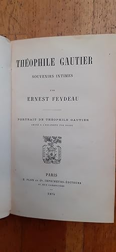 Image du vendeur pour THEOPHILE GAUTIER. Souvenirs intimes. mis en vente par Librairie Sainte-Marie