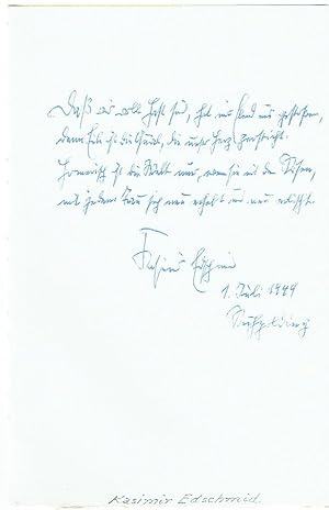 Imagen del vendedor de Eigenh. Gedichtmanuskript m. U. a la venta por Kotte Autographs GmbH