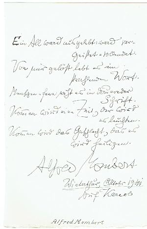 Seller image for Eigenh. Gedichtmanuskript m. U. for sale by Kotte Autographs GmbH