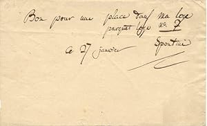 Bild des Verkufers fr Handgeschriebener Gutschein mit Unterschrift. zum Verkauf von Antiquariat Buechel-Baur