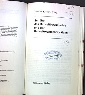 Bild des Verkufers fr Schbe des Umweltbewusstseins und der Umweltrechtsentwicklung. Reihe: Studien zum Umweltstaat zum Verkauf von books4less (Versandantiquariat Petra Gros GmbH & Co. KG)