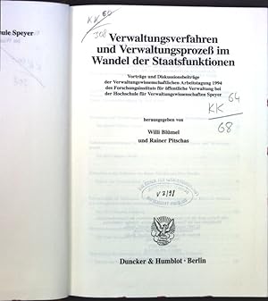 Immagine del venditore per Verwaltungsverfahren und Verwaltungsproze im Wandel der Staatsfunktionen : Vortrge und Diskussionsbeitrge der Verwaltungswissenschaftlichen Arbeitstagung 1994 des Forschungsinstituts fr ffentliche Verwaltung bei der Hochschule fr Verwaltungswissenschaften Speyer. Schriftenreihe der Hochschule Speyer ; Bd. 121 venduto da books4less (Versandantiquariat Petra Gros GmbH & Co. KG)