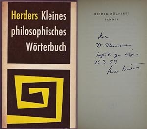 Seller image for Herders kleines philosophisches Wrterbuch. Mit Widmung von Max Mller an den Philosophen Michael Theunissen for sale by Graphem. Kunst- und Buchantiquariat