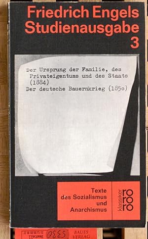 Seller image for Engels, Friedrich: Studienausgabe. - Teil: 3. Philosophie der Neuzeit Politik und Gesellschaft for sale by Baues Verlag Rainer Baues 