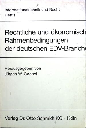 Seller image for Rechtliche und konomische Rahmenbedingungen der deutschen EDV-Branche : Grundlagen, staatliche Frderung, Europarecht, Arbeitsrecht, Wettbewerbs- und Kartellrecht, Urheber- und Patentrecht, Technologietransfer, Telekommunikation, Datenschutz. Informationstechnik und Recht ; H. 1 for sale by books4less (Versandantiquariat Petra Gros GmbH & Co. KG)