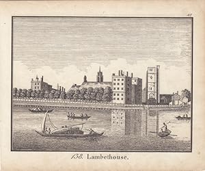 138. Lambethouse, London, Kupfestich um 1800 mit Blick auf das Gebäude über eine Wasserfläche auf...