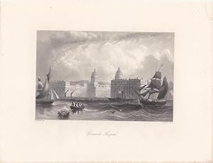 London, Greenwich Hospital, Stahlstich um 1850 von A.H. Payne nach W. French, Blattgröße: 20 x 26...