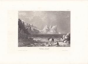 Treryn Castle an der Küste von Cornwall, Stahlstich um 1840 nach C. Reiss aus dem bibliographisch...