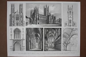 York, Canterbury, Saint-Neots, Lichfield, Westminster, Stahlstich um 1840 als Sammelblatt mit vie...