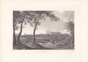 The City of Peterborough, Stahlstich um 1840 von J.C. Varrall nach G.F. Robson mit Blick auf die ...