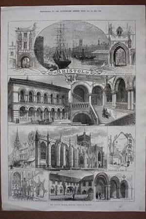 The Bristol Musical Festival: Views in Bristol, Holzstich 1873 als Sammelblatt mit 11 Einzelabbil...