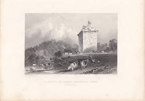 Gilnockie-or Johnny Armstrong s Tower (Dumfries Shire), Stahlstich um 1840 von H. Adlard nach T. ...